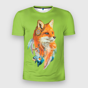 Мужская футболка 3D Slim с принтом Fox patrikeevna в Белгороде, 100% полиэстер с улучшенными характеристиками | приталенный силуэт, круглая горловина, широкие плечи, сужается к линии бедра | animal | fluffy | nature | orange | red | животное | оранжевый | природа | пушистый | рыжий