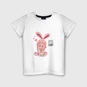 Детская футболка хлопок с принтом Little bunny в Курске, 100% хлопок | круглый вырез горловины, полуприлегающий силуэт, длина до линии бедер | baby | child | happiness | joy | newborn | дитя | маленький кролик | новорождённый | радость | ребенок | счастье