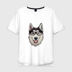 Мужская футболка хлопок Oversize с принтом Dog with glasses в Курске, 100% хлопок | свободный крой, круглый ворот, “спинка” длиннее передней части | dog face | dog lover | funny | pet | домашнее животное | забавный | любитель собак | очки