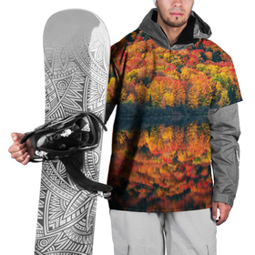 Накидка на куртку 3D с принтом Осенний лес   отражение в озере в Петрозаводске, 100% полиэстер |  | autumn | colors | fall | forest | nature | деревья | зелень | краски | лес | листья | озеро | осень | отражение | природа