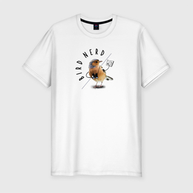 Мужская футболка хлопок Slim с принтом Птица ботаник в Кировске, 92% хлопок, 8% лайкра | приталенный силуэт, круглый вырез ворота, длина до линии бедра, короткий рукав | ботаник | мемы | прикол | птица | юмор
