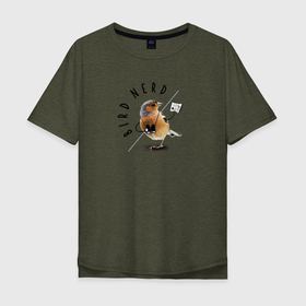 Мужская футболка хлопок Oversize с принтом Птица ботаник , 100% хлопок | свободный крой, круглый ворот, “спинка” длиннее передней части | Тематика изображения на принте: ботаник | мемы | прикол | птица | юмор