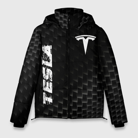 Мужская зимняя куртка 3D с принтом Tesla карбоновый фон в Петрозаводске, верх — 100% полиэстер; подкладка — 100% полиэстер; утеплитель — 100% полиэстер | длина ниже бедра, свободный силуэт Оверсайз. Есть воротник-стойка, отстегивающийся капюшон и ветрозащитная планка. 

Боковые карманы с листочкой на кнопках и внутренний карман на молнии. | Тематика изображения на принте: 