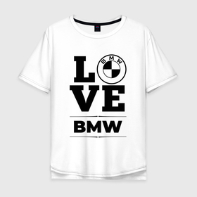 Мужская футболка хлопок Oversize с принтом BMW love classic в Тюмени, 100% хлопок | свободный крой, круглый ворот, “спинка” длиннее передней части | Тематика изображения на принте: 