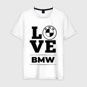 Мужская футболка хлопок с принтом BMW love classic в Тюмени, 100% хлопок | прямой крой, круглый вырез горловины, длина до линии бедер, слегка спущенное плечо. | 