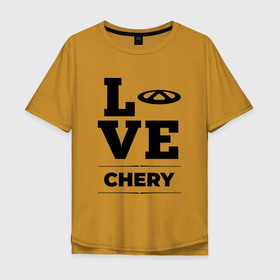 Мужская футболка хлопок Oversize с принтом Chery love classic в Белгороде, 100% хлопок | свободный крой, круглый ворот, “спинка” длиннее передней части | 