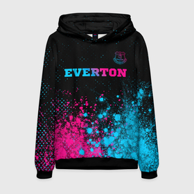 Мужская толстовка 3D с принтом Everton   neon gradient в Екатеринбурге, 100% полиэстер | двухслойный капюшон со шнурком для регулировки, мягкие манжеты на рукавах и по низу толстовки, спереди карман-кенгуру с мягким внутренним слоем. | 