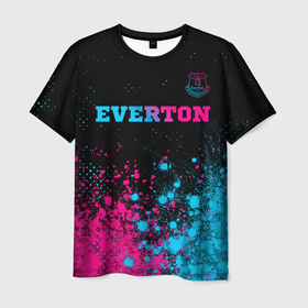 Мужская футболка 3D с принтом Everton   neon gradient в Белгороде, 100% полиэфир | прямой крой, круглый вырез горловины, длина до линии бедер | 