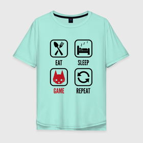 Мужская футболка хлопок Oversize с принтом Eat   Sleep   Stray   Repeat в Новосибирске, 100% хлопок | свободный крой, круглый ворот, “спинка” длиннее передней части | 