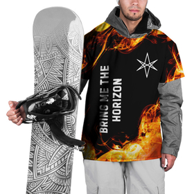 Накидка на куртку 3D с принтом Bring Me the Horizon и пылающий огонь в Белгороде, 100% полиэстер |  | 