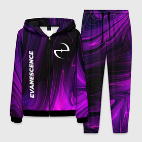Мужской костюм 3D с принтом Evanescence violet plasma , 100% полиэстер | Манжеты и пояс оформлены тканевой резинкой, двухслойный капюшон со шнурком для регулировки, карманы спереди | 