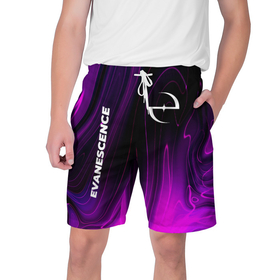 Мужские шорты 3D с принтом Evanescence violet plasma в Тюмени,  полиэстер 100% | прямой крой, два кармана без застежек по бокам. Мягкая трикотажная резинка на поясе, внутри которой широкие завязки. Длина чуть выше колен | 