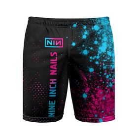 Мужские шорты спортивные с принтом Nine Inch Nails   neon gradient ,  |  | 