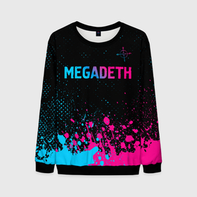 Мужской свитшот 3D с принтом Megadeth   neon gradient в Кировске, 100% полиэстер с мягким внутренним слоем | круглый вырез горловины, мягкая резинка на манжетах и поясе, свободная посадка по фигуре | 