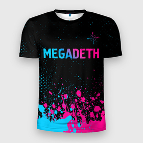 Мужская футболка 3D Slim с принтом Megadeth   neon gradient , 100% полиэстер с улучшенными характеристиками | приталенный силуэт, круглая горловина, широкие плечи, сужается к линии бедра | Тематика изображения на принте: 