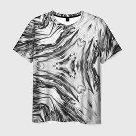 Мужская футболка 3D с принтом Черно белый абстрактный узор Трио в Курске, 100% полиэфир | прямой крой, круглый вырез горловины, длина до линии бедер | абстрактный узор | ассиметрия | модный | серый | черно белый