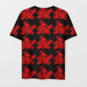 Мужская футболка 3D с принтом DM Texture в Петрозаводске, 100% полиэфир | прямой крой, круглый вырез горловины, длина до линии бедер | Тематика изображения на принте: abstraction | black | colorful | minimalism | pattern | red | squares | абстракция | квадраты | красный | красочный | минимализм | текстура | узор | черный