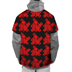 Накидка на куртку 3D с принтом DM Texture в Екатеринбурге, 100% полиэстер |  | Тематика изображения на принте: abstraction | black | colorful | minimalism | pattern | red | squares | абстракция | квадраты | красный | красочный | минимализм | текстура | узор | черный