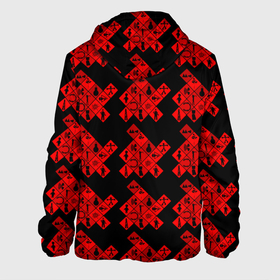 Мужская куртка 3D с принтом DM Texture в Белгороде, ткань верха — 100% полиэстер, подклад — флис | прямой крой, подол и капюшон оформлены резинкой с фиксаторами, два кармана без застежек по бокам, один большой потайной карман на груди. Карман на груди застегивается на липучку | Тематика изображения на принте: abstraction | black | colorful | minimalism | pattern | red | squares | абстракция | квадраты | красный | красочный | минимализм | текстура | узор | черный