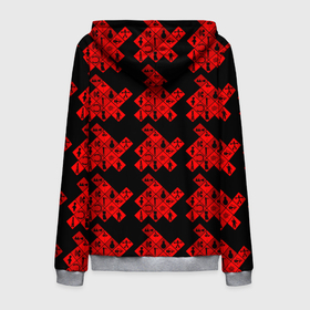 Мужская толстовка 3D на молнии с принтом DM Texture в Екатеринбурге, 100% полиэстер | длина до линии бедра, манжеты и пояс оформлены мягкой тканевой резинкой, двухслойный капюшон со шнурком для регулировки, спереди молния, по бокам два кармана | abstraction | black | colorful | minimalism | pattern | red | squares | абстракция | квадраты | красный | красочный | минимализм | текстура | узор | черный