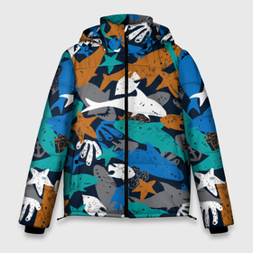 Мужская зимняя куртка 3D с принтом Акула и другие обитатели океана в Тюмени, верх — 100% полиэстер; подкладка — 100% полиэстер; утеплитель — 100% полиэстер | длина ниже бедра, свободный силуэт Оверсайз. Есть воротник-стойка, отстегивающийся капюшон и ветрозащитная планка. 

Боковые карманы с листочкой на кнопках и внутренний карман на молнии. | anchor | coral | fish | ocean | pattern | sea | shark | starfish | акула | коралл | море | морская звезда | океан | паттерн | рыба | якорь