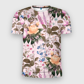 Мужская футболка 3D Slim с принтом Цветы Неземные , 100% полиэстер с улучшенными характеристиками | приталенный силуэт, круглая горловина, широкие плечи, сужается к линии бедра | flowers | summer | букет | лето | природа | растение | сад | садоводство | флора | цветы
