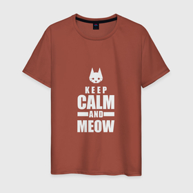 Мужская футболка хлопок с принтом Stray   Keep Calm в Санкт-Петербурге, 100% хлопок | прямой крой, круглый вырез горловины, длина до линии бедер, слегка спущенное плечо. | cat | game | keep calm | stray | бродяга | видеоигра | животные | игра | квест | кот | кошка | стрэй