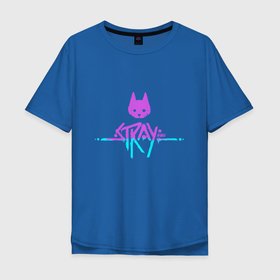 Мужская футболка хлопок Oversize с принтом Stray Violet , 100% хлопок | свободный крой, круглый ворот, “спинка” длиннее передней части | Тематика изображения на принте: cat | game | stray | бродяга | видеоигра | животные | игра | квест | кот | кошка | стрэй