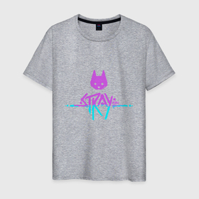 Мужская футболка хлопок с принтом Stray Violet в Курске, 100% хлопок | прямой крой, круглый вырез горловины, длина до линии бедер, слегка спущенное плечо. | cat | game | stray | бродяга | видеоигра | животные | игра | квест | кот | кошка | стрэй