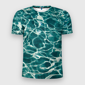 Мужская футболка 3D Slim с принтом Абстрактные волны в воде   Тёмно зелёный в Екатеринбурге, 100% полиэстер с улучшенными характеристиками | приталенный силуэт, круглая горловина, широкие плечи, сужается к линии бедра | abstraction | art | artwork | colorful | colors | graphics | ocean | patterns | sea | surrealism | sweethuman | sweethumen | water | waves | абстракция | арт | вода | волны | графика | искусство | море | океан | разноцветный | сюрреализм | узоры | цвета
