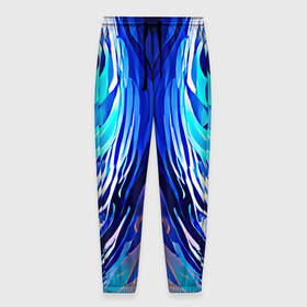 Мужские брюки 3D с принтом Симметричная абстракция Синие волны в Санкт-Петербурге, 100% полиэстер | манжеты по низу, эластичный пояс регулируется шнурком, по бокам два кармана без застежек, внутренняя часть кармана из мелкой сетки | abstraction | art | blue | bright | pattern | symmetry | waves | абстракция | арт | волны | выразительный | голубые | необычный | симметрия | синие | узоры | фееричный | яркий