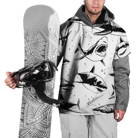 Накидка на куртку 3D с принтом Кровожадные акулы   стая в Кировске, 100% полиэстер |  | Тематика изображения на принте: fin | jaw | ocean | pack | pattern | shark | tail | teeth | акула | зубы | океан | пасть | паттерн | плавник | стая | хвост