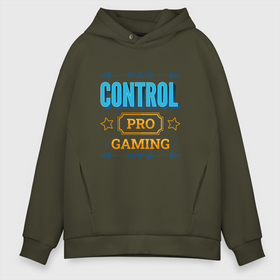 Мужское худи Oversize хлопок с принтом Игра Control PRO Gaming в Новосибирске, френч-терри — 70% хлопок, 30% полиэстер. Мягкий теплый начес внутри —100% хлопок | боковые карманы, эластичные манжеты и нижняя кромка, капюшон на магнитной кнопке | 