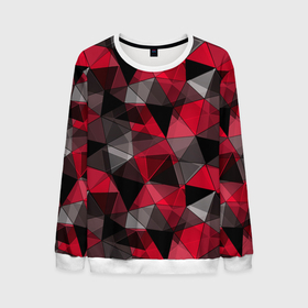Мужской свитшот 3D с принтом Красно серый геометрический в Новосибирске, 100% полиэстер с мягким внутренним слоем | круглый вырез горловины, мягкая резинка на манжетах и поясе, свободная посадка по фигуре | Тематика изображения на принте: abstract | black | geometric | gray | polygonal | red | red and black | red gray | triangles | абстрактный | геометрический | красно серый | красный | красный и черный | полигональный | серый | треугольники | черный