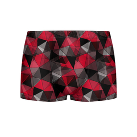 Мужские трусы 3D с принтом Красно серый геометрический в Белгороде, 50% хлопок, 50% полиэстер | классическая посадка, на поясе мягкая тканевая резинка | abstract | black | geometric | gray | polygonal | red | red and black | red gray | triangles | абстрактный | геометрический | красно серый | красный | красный и черный | полигональный | серый | треугольники | черный