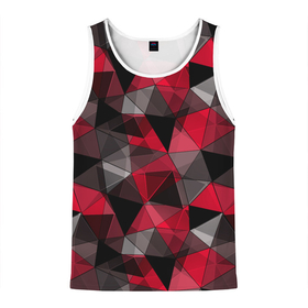 Мужская майка 3D с принтом Красно серый геометрический , 100% полиэстер | круглая горловина, приталенный силуэт, длина до линии бедра. Пройма и горловина окантованы тонкой бейкой | Тематика изображения на принте: abstract | black | geometric | gray | polygonal | red | red and black | red gray | triangles | абстрактный | геометрический | красно серый | красный | красный и черный | полигональный | серый | треугольники | черный