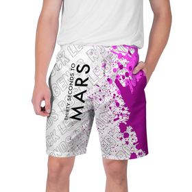 Мужские шорты 3D с принтом Thirty Seconds to Mars rock legends в Курске,  полиэстер 100% | прямой крой, два кармана без застежек по бокам. Мягкая трикотажная резинка на поясе, внутри которой широкие завязки. Длина чуть выше колен | 