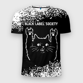 Мужская футболка 3D Slim с принтом Группа Black Label Society и рок кот , 100% полиэстер с улучшенными характеристиками | приталенный силуэт, круглая горловина, широкие плечи, сужается к линии бедра | 