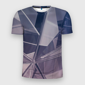 Мужская футболка 3D Slim с принтом Стеклянная мозаика в Екатеринбурге, 100% полиэстер с улучшенными характеристиками | приталенный силуэт, круглая горловина, широкие плечи, сужается к линии бедра | абстракция | геометрия | мозаика | стёкла | стекло | стеклянная | стеклянное | стеклянный | треугольники