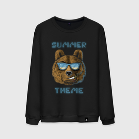 Мужской свитшот хлопок с принтом Beach bear   summer theme , 100% хлопок |  | лето | медведь | медведь в очках | море | пляж