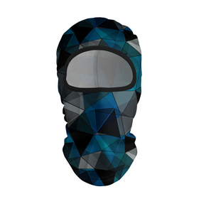 Балаклава 3D с принтом Сине черный геометрический в Новосибирске, 100% полиэстер, ткань с особыми свойствами — Activecool | плотность 150–180 г/м2; хорошо тянется, но при этом сохраняет форму. Закрывает шею, вокруг отверстия для глаз кайма. Единый размер | abstract | black | blue and black | blue black | geometric | gray | polygonal | triangles | абстрактный | геометрический | полигональный | серый | сине черный | синий | синий и черный | треугольники | черный