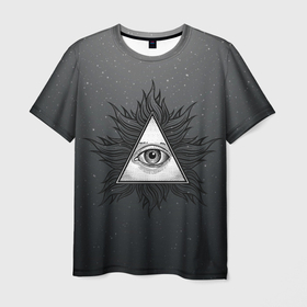 Мужская футболка 3D с принтом Всевидящее око , 100% полиэфир | прямой крой, круглый вырез горловины, длина до линии бедер | арт | глаз | графика | масоны | око