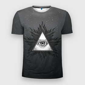 Мужская футболка 3D Slim с принтом Всевидящее око в Санкт-Петербурге, 100% полиэстер с улучшенными характеристиками | приталенный силуэт, круглая горловина, широкие плечи, сужается к линии бедра | арт | глаз | графика | масоны | око
