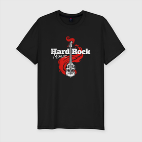 Мужская футболка хлопок Slim с принтом Hard rock music в Санкт-Петербурге, 92% хлопок, 8% лайкра | приталенный силуэт, круглый вырез ворота, длина до линии бедра, короткий рукав | Тематика изображения на принте: rock | гитара | жесткий рок | рок | тяжелый рок | хард рок