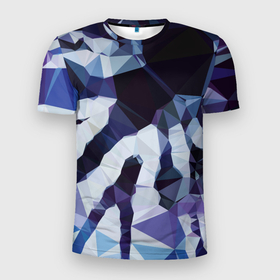Мужская футболка 3D Slim с принтом Лоу Поли Полигоны в Екатеринбурге, 100% полиэстер с улучшенными характеристиками | приталенный силуэт, круглая горловина, широкие плечи, сужается к линии бедра | low poly | полигон | полигональный | пятна | тай дай