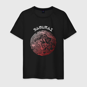 Мужская футболка хлопок с принтом Самурай Японский Дракон , 100% хлопок | прямой крой, круглый вырез горловины, длина до линии бедер, слегка спущенное плечо. | dragon | japan | samurai | yakuza | дракон | самурай | япония
