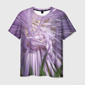 Мужская футболка 3D с принтом Астра в стиле хаос в Белгороде, 100% полиэфир | прямой крой, круглый вырез горловины, длина до линии бедер | Тематика изображения на принте: астра | беспорядок | дача | игла | лепесток | лето | природа | растение | тонкий | участок | фазенда | фиолетовый | хоас | цветение | цветовод | цветоводство | цветок | цветы