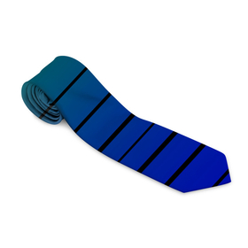 Галстук 3D с принтом Черные полосы на синем, зеленом градиенте в Петрозаводске, 100% полиэстер | Длина 148 см; Плотность 150-180 г/м2 | black stripes | blue | gradient | green | horizontal | lines | minimalism | ombre | simple | striped | stripes | горизонталь | градиент | зеленый | линии | минимализм | омбре | полосатый | полосы | простой | синий | черные полосы