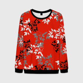 Мужской свитшот 3D с принтом Черные и серые ветки на красном фоне в японском стиле в Екатеринбурге, 100% полиэстер с мягким внутренним слоем | круглый вырез горловины, мягкая резинка на манжетах и поясе, свободная посадка по фигуре | Тематика изображения на принте: autumn | berries | berry | black | branches | china | fall | gray | japan | leaves | oriental | pattern | red | rowanberry | ветви | ветки | восток | восточный стиль | китай | красный | листья | осень | паттерн | рябина | серый | черный | ягоды | япония