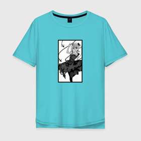 Мужская футболка хлопок Oversize с принтом Опасная Сюка   Игра Дарвина в Тюмени, 100% хлопок | свободный крой, круглый ворот, “спинка” длиннее передней части | anime | darwins game | shuka karino | аниме | анимэ | игра дарвина | сюка карино